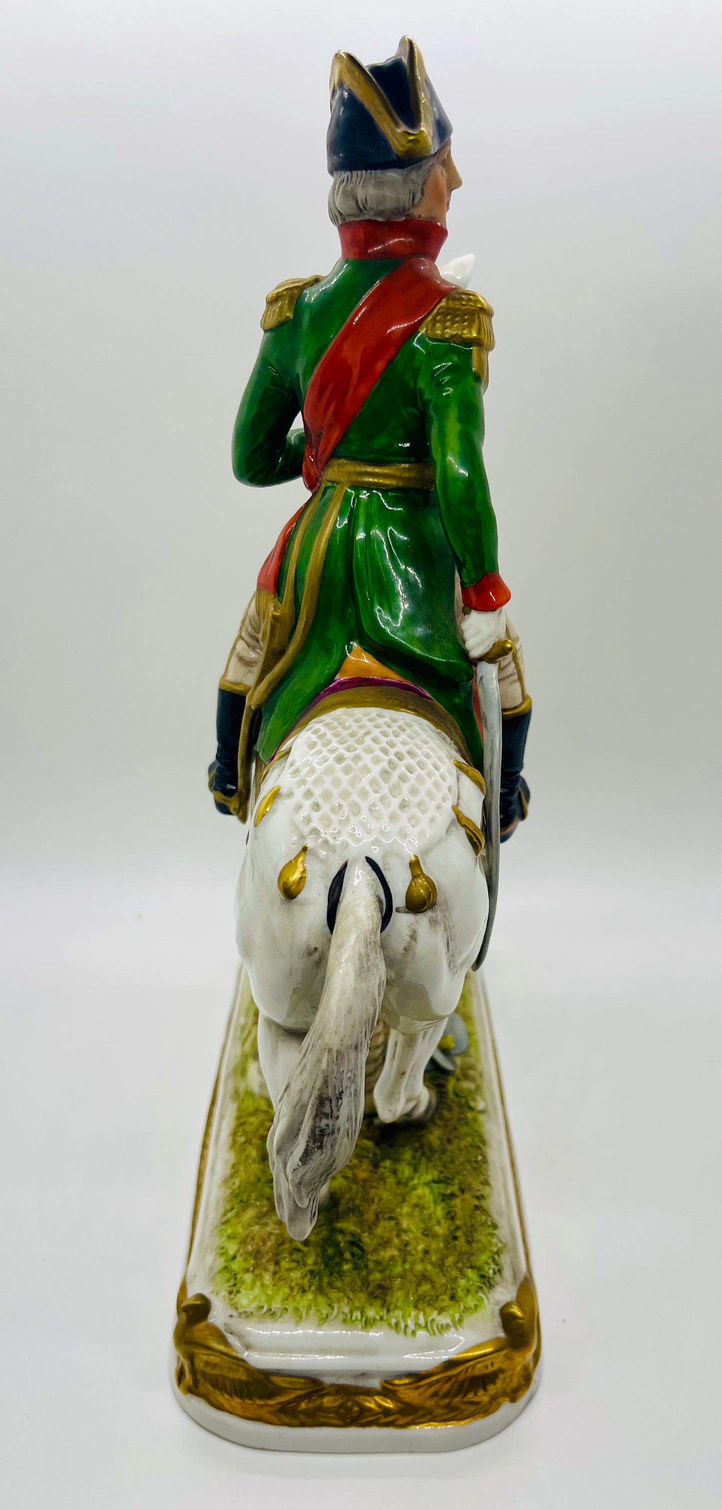 Scheibe-Alsbach Hand Painted Porcelain Figurine BESSIERES Soldier Horse by Kister Porzellan