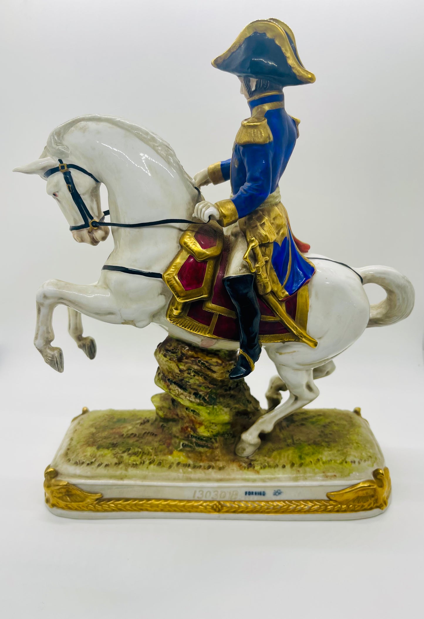 Scheibe-Alsbach Hand Painted Porcelain Napoleon EXELMANS Soldier Horse by Kister Porzellan