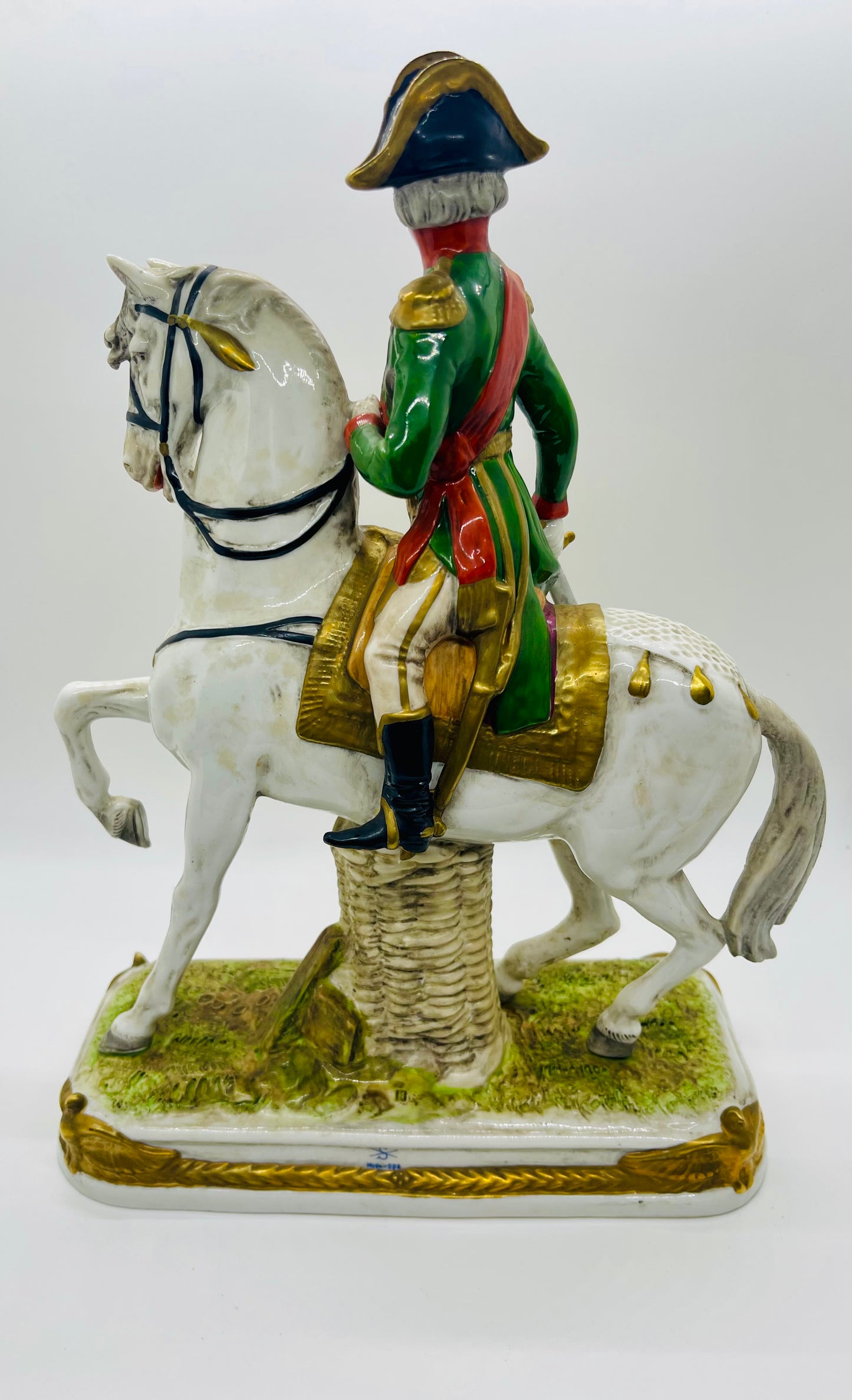 Scheibe-Alsbach Hand Painted Porcelain Figurine BESSIERES Soldier Horse by Kister Porzellan