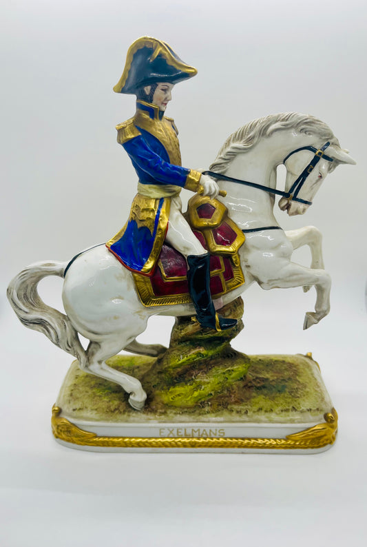 Scheibe-Alsbach Hand Painted Porcelain Napoleon EXELMANS Soldier Horse by Kister Porzellan