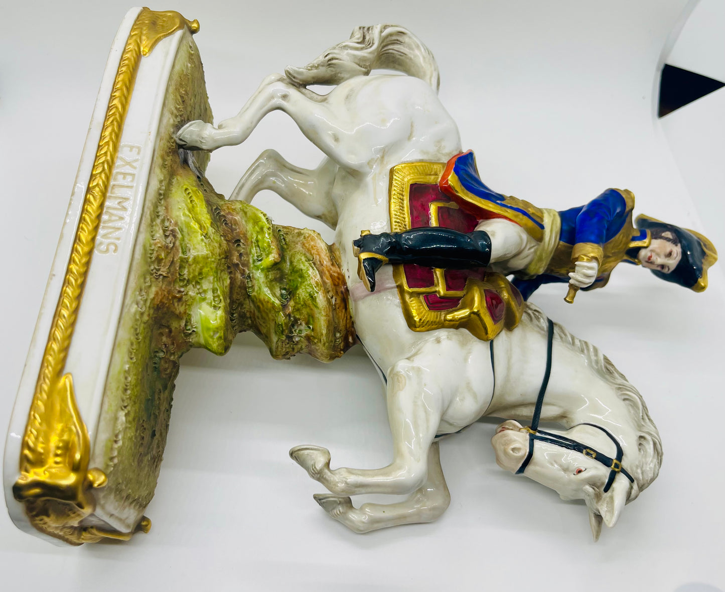 Scheibe-Alsbach Hand Painted Porcelain Napoleon EXELMANS Soldier Horse by Kister Porzellan