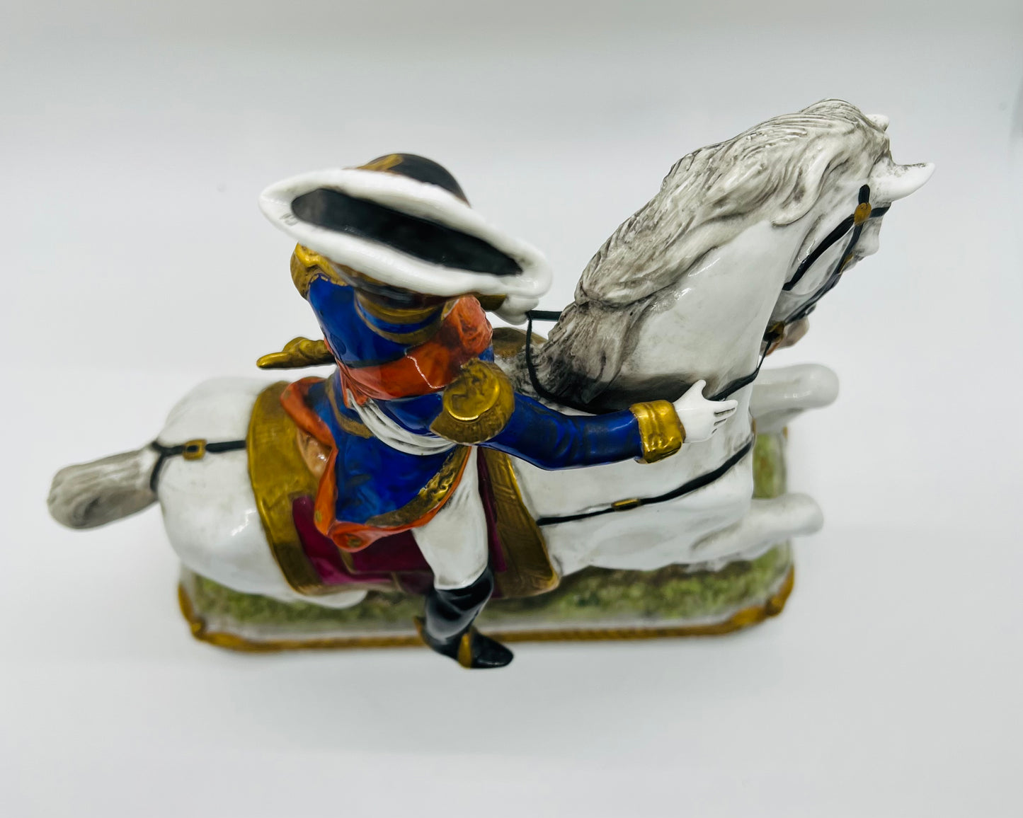 Scheibe-Alsbach Hand Painted Porcelain Figurine NEY Soldier Horse by Kister Porzellan