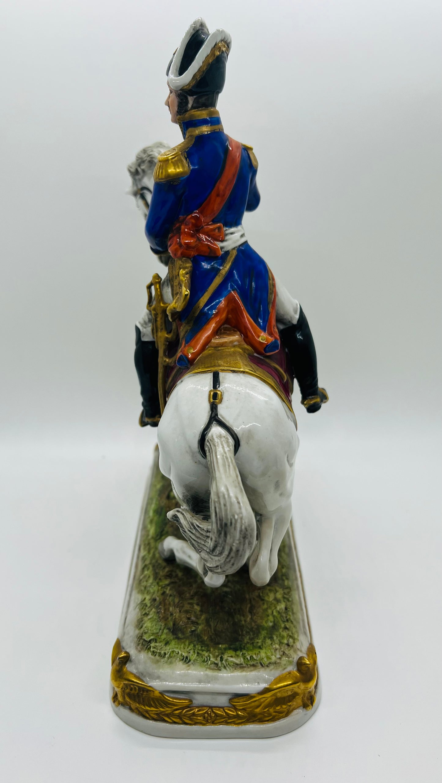 Scheibe-Alsbach Hand Painted Porcelain Figurine NEY Soldier Horse by Kister Porzellan