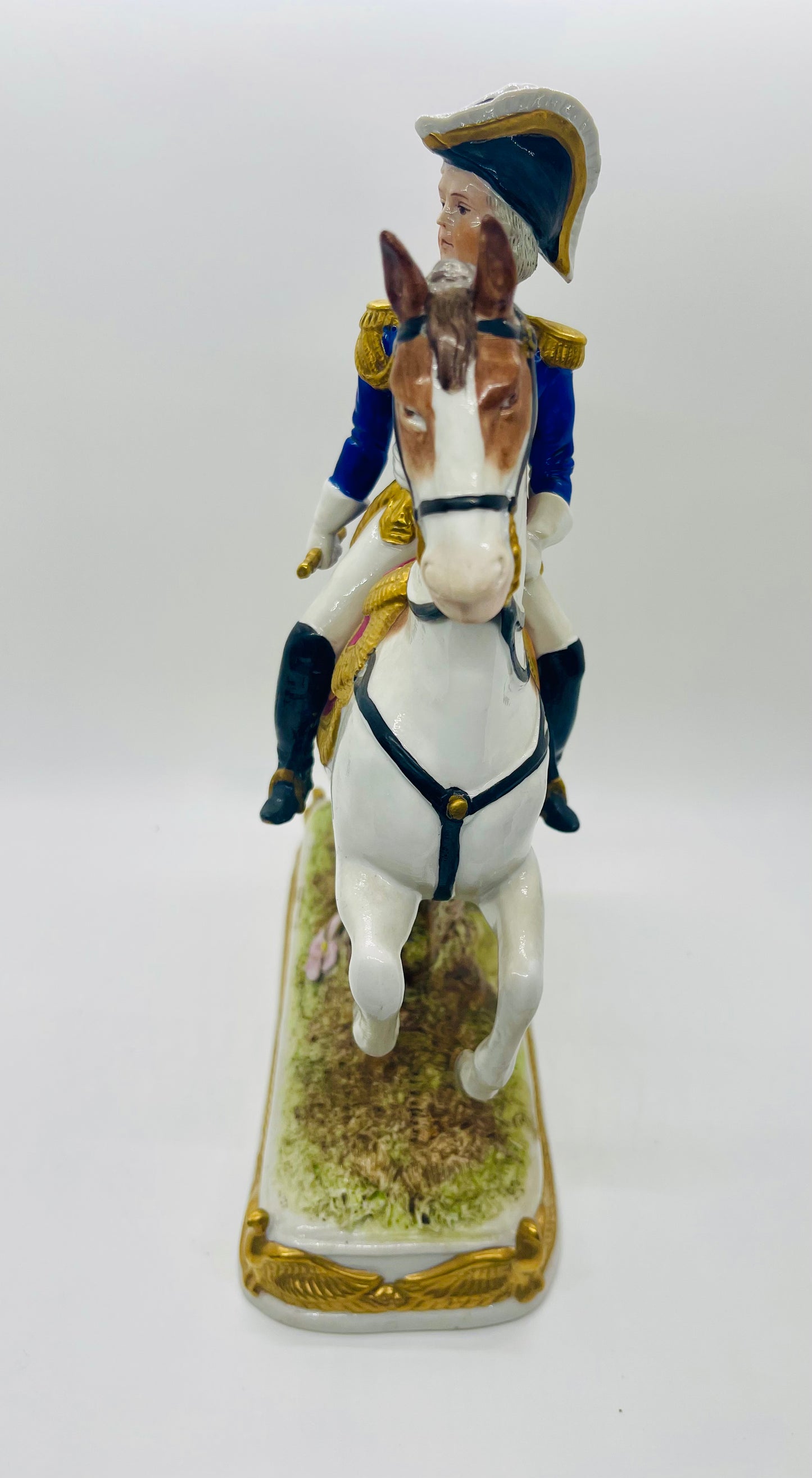 Scheibe-Alsbach Hand Painted Porcelain Figurine SOULT Soldier Horse by Kister Porzellan