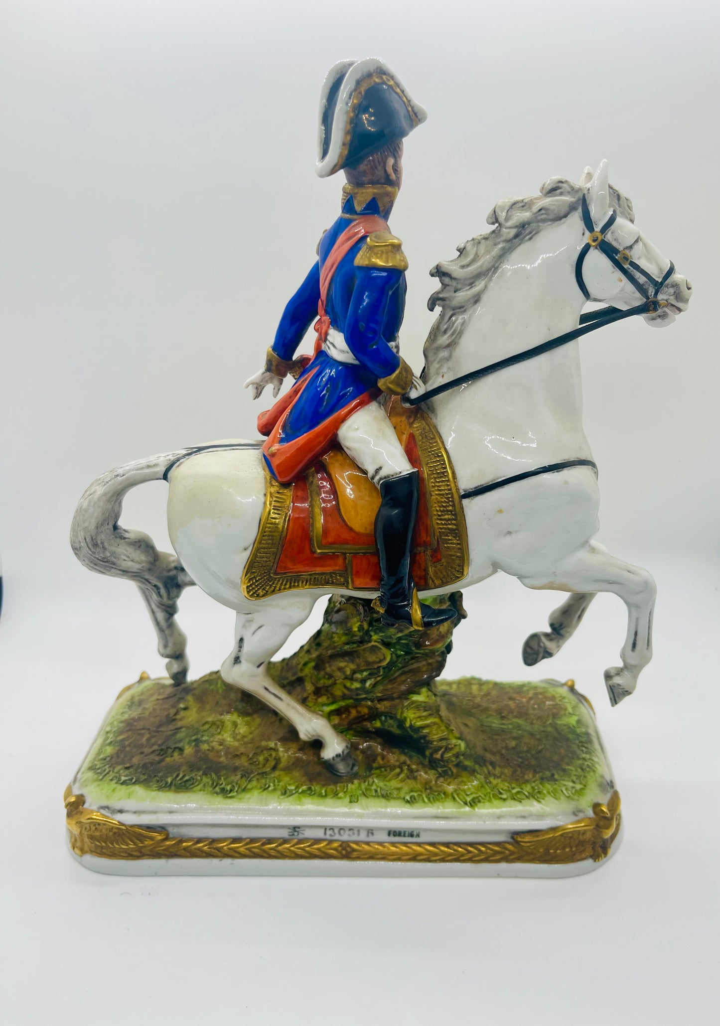 Scheibe-Alsbach Hand Painted Porcelain Napoleon Soldier Horse Figurine BERTRAND by Kister Porzellan