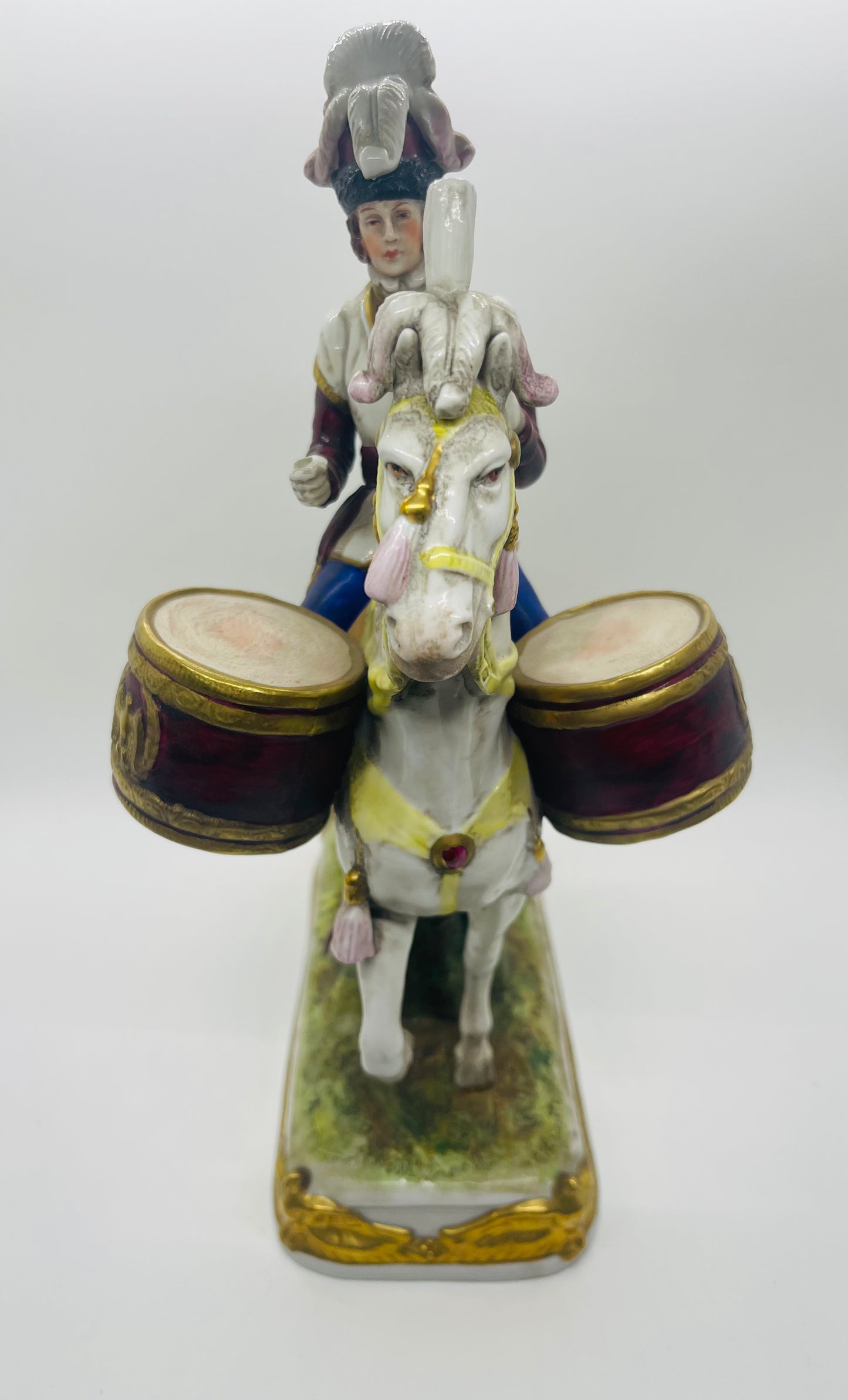 Scheibe-Alsbach Hand Painted Porcelain Figurine GARDE IMPERIALE Soldier Horse by Kister Porzellan