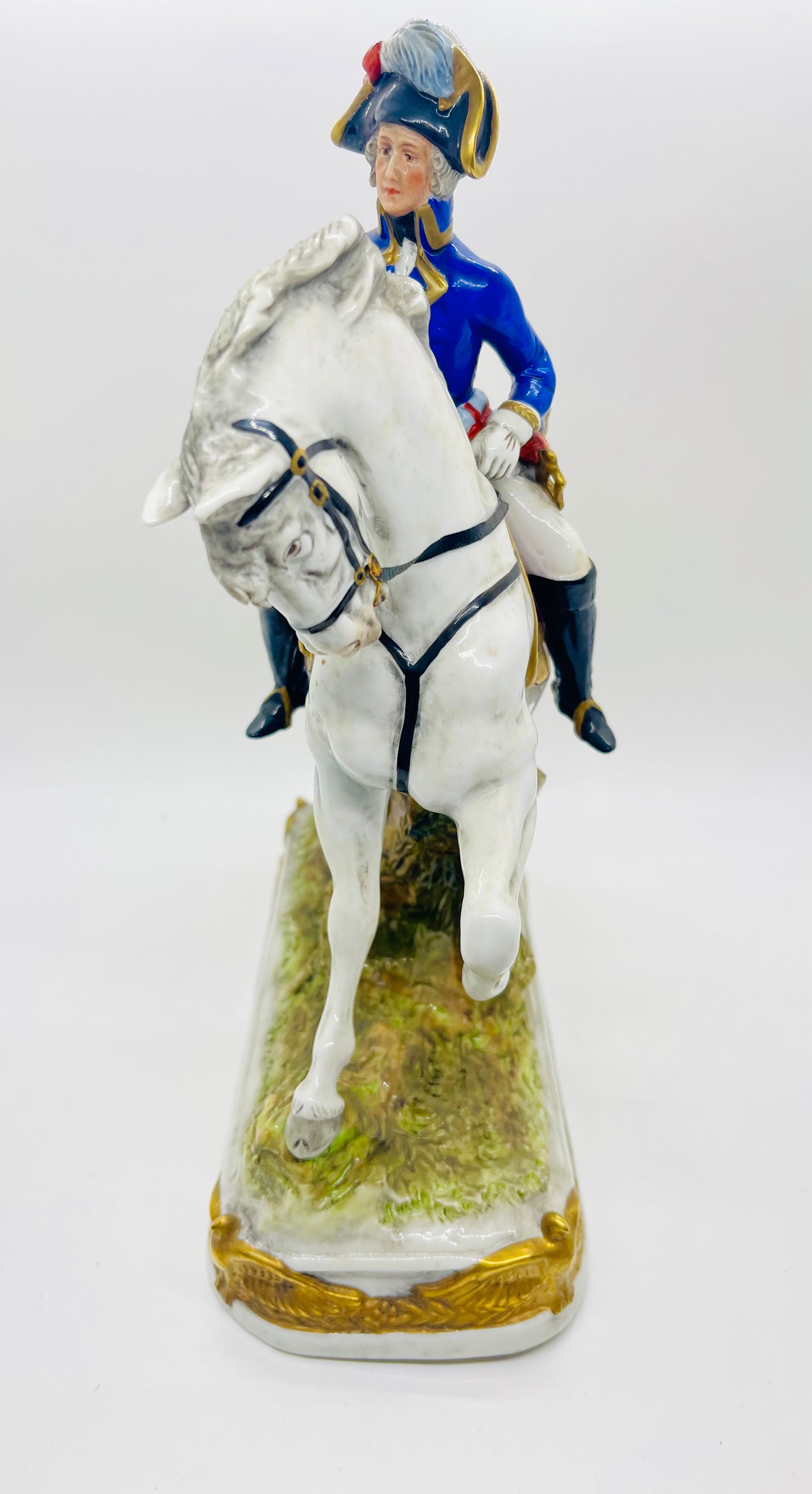 Scheibe-Alsbach Hand Painted Porcelain Figurine KELLERMANN Soldier Horse by Kister Porzellan