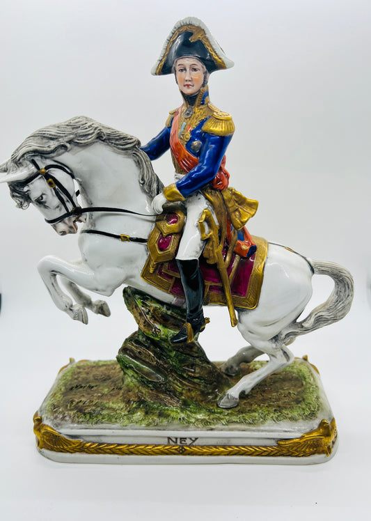 Scheibe-Alsbach Hand Painted Porcelain Figurine NEY Soldier Horse by Kister Porzellan