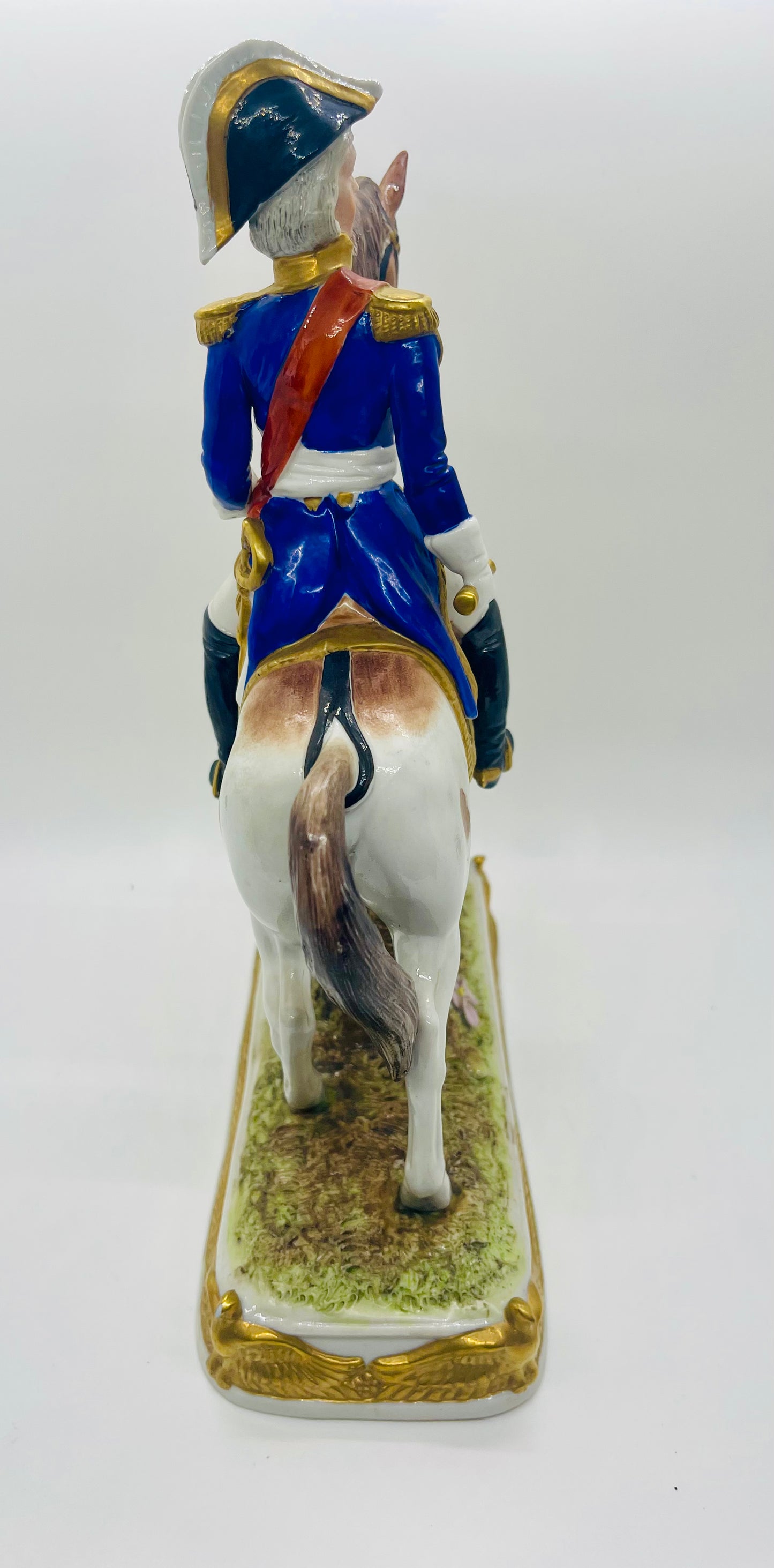 Scheibe-Alsbach Hand Painted Porcelain Figurine SOULT Soldier Horse by Kister Porzellan