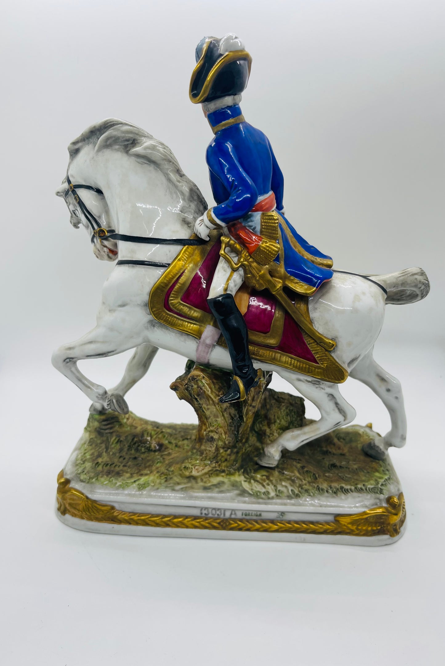 Scheibe-Alsbach Hand Painted Porcelain Figurine KELLERMANN Soldier Horse by Kister Porzellan