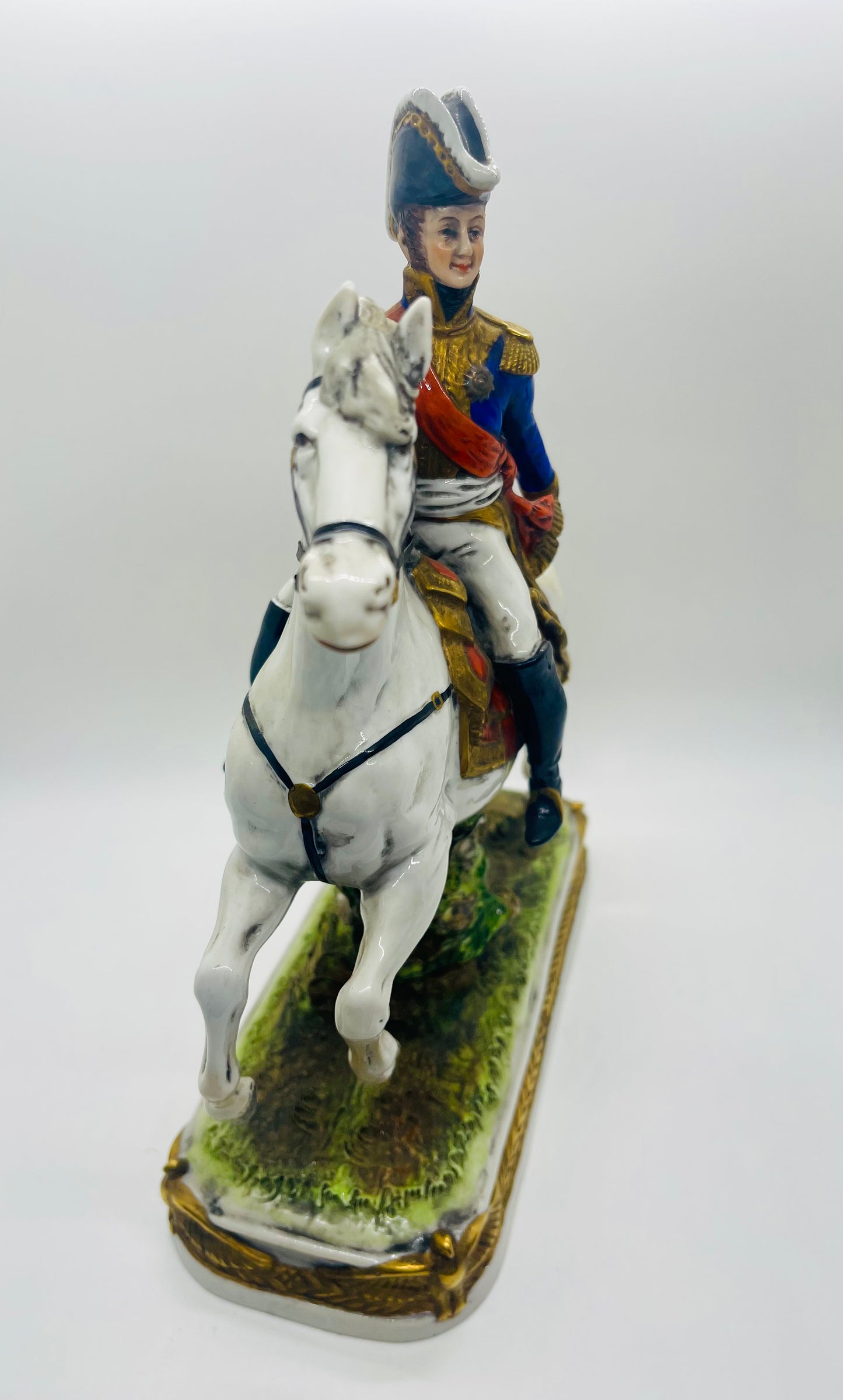 Scheibe-Alsbach Hand Painted Porcelain Napoleon Soldier Horse Figurine BERTRAND by Kister Porzellan