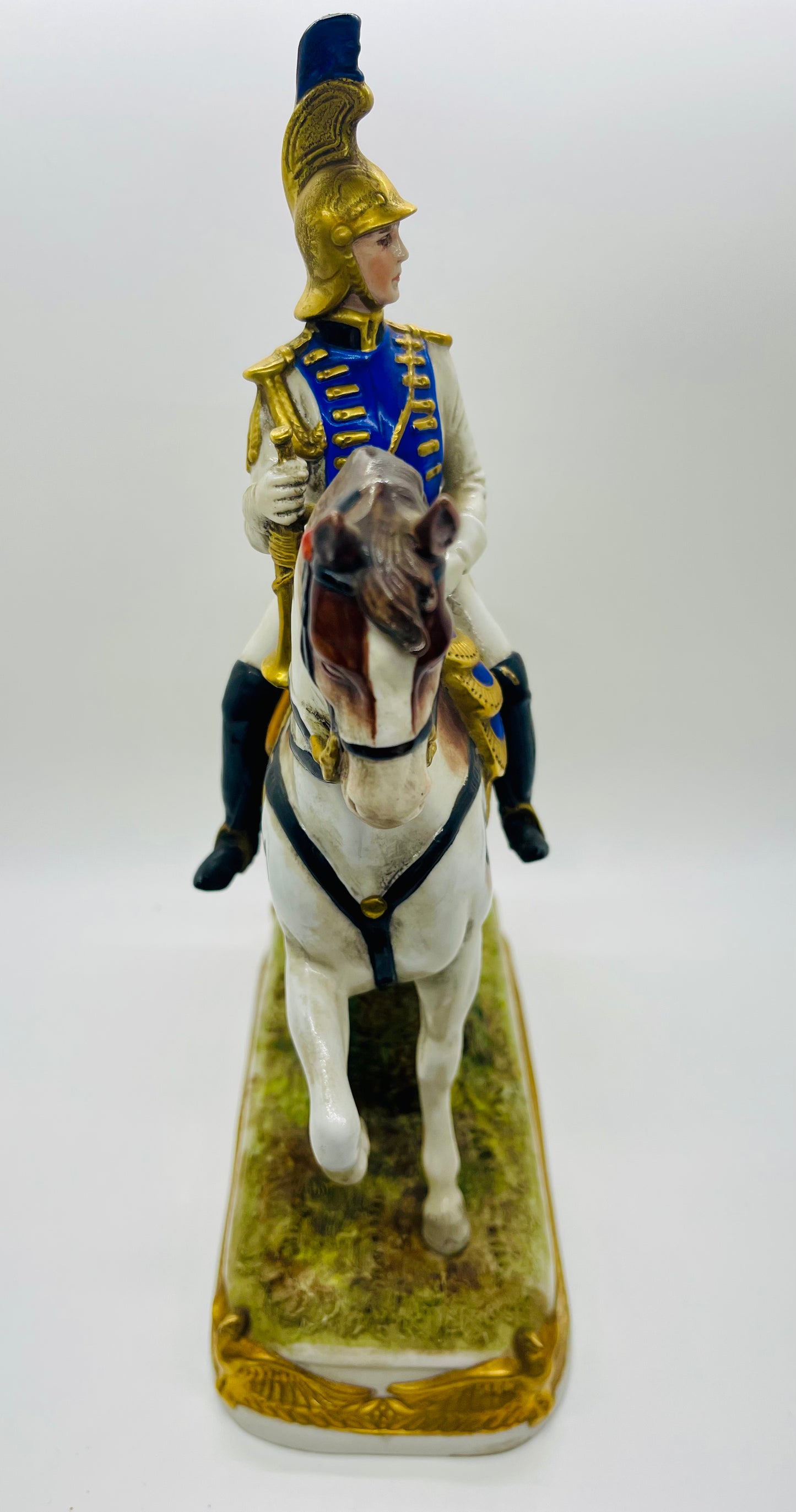 Scheibe-Alsbach Hand Painted Porcelain Figurine CARDE IMPERIALE Soldier Horse by Kister Porzellan