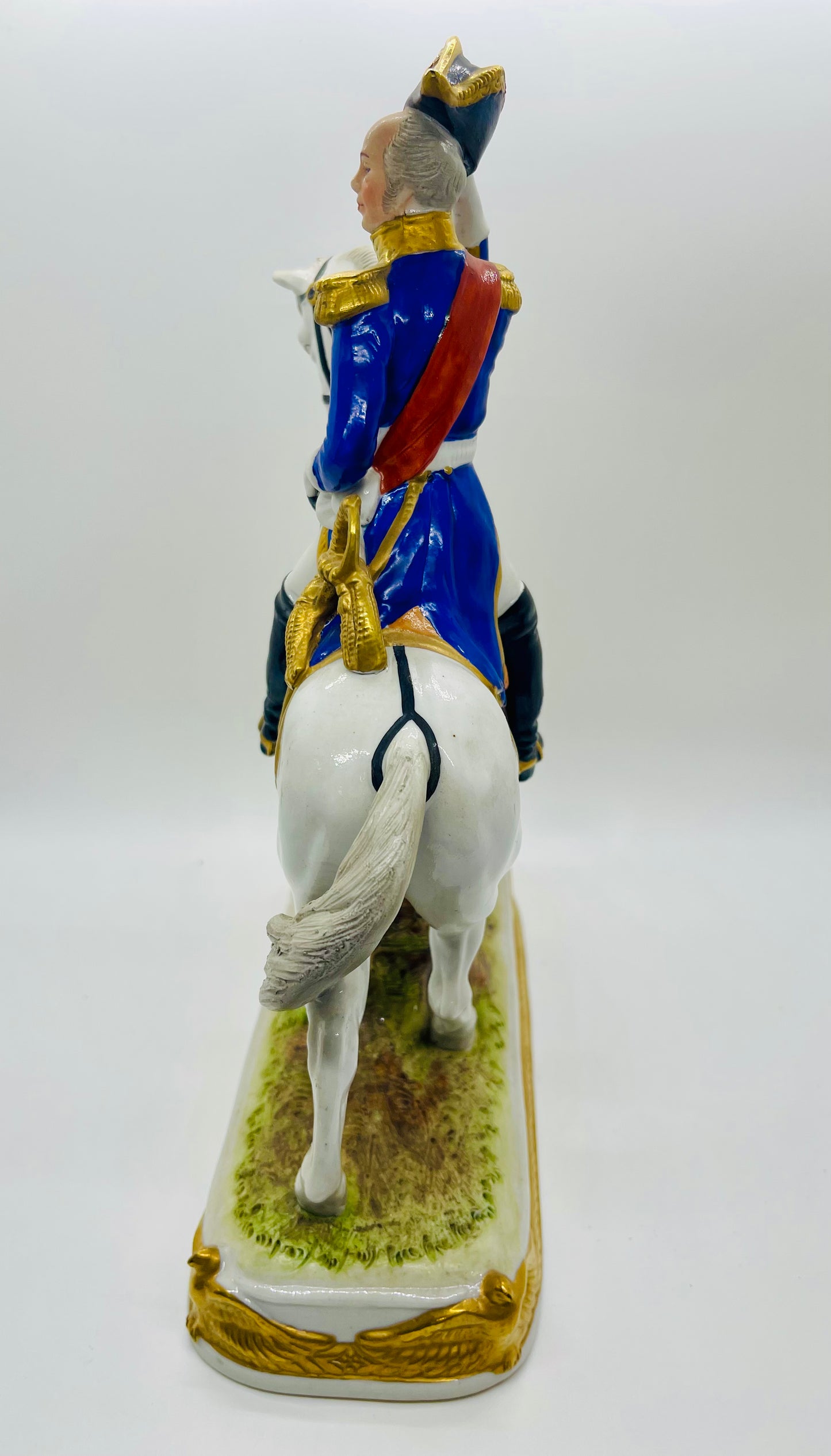 Scheibe-Alsbach Hand Painted Porcelain Figurine DAVOUST Soldier Horse by Kister Porzellan