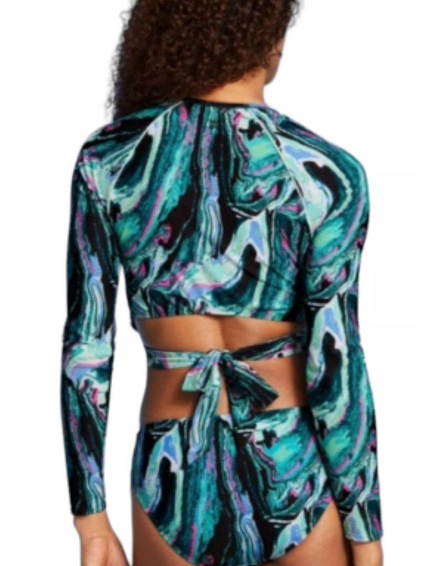 Swim Top Rash Guard Marbled Swirl All in Motion