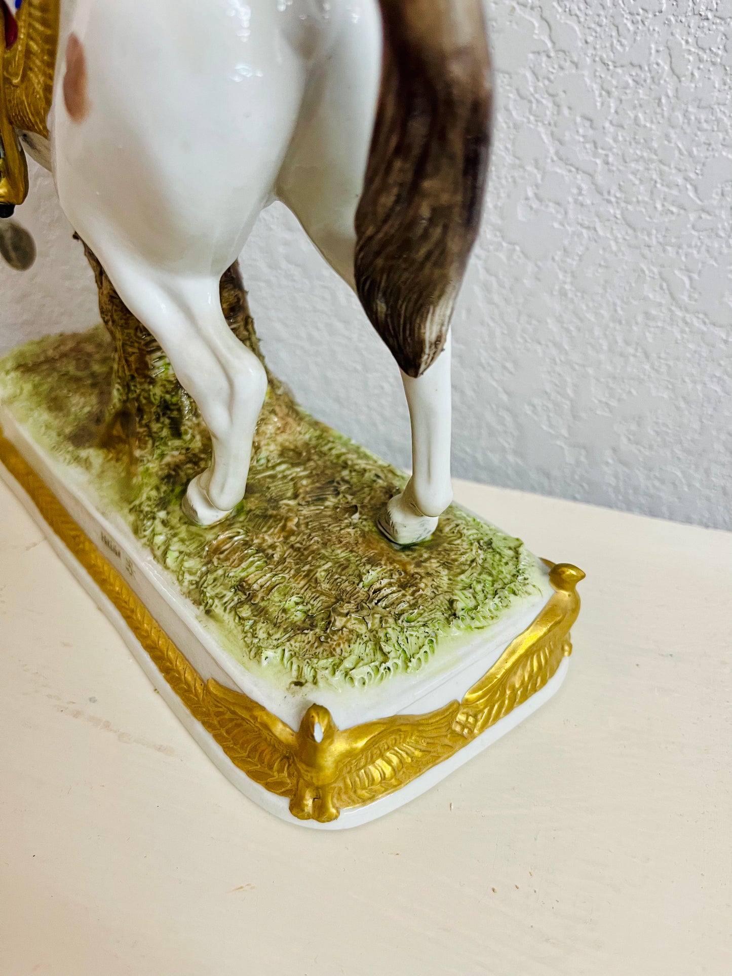 Scheibe-Alsbach Hand Painted Porcelain Figurine SOULT Soldier Horse by Kister Porzellan