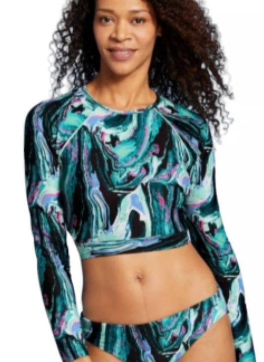 Swim Top Rash Guard Marbled Swirl All in Motion