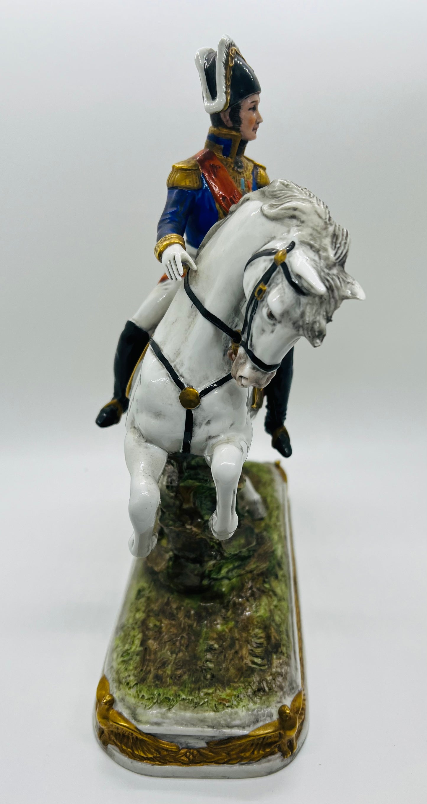 Scheibe-Alsbach Hand Painted Porcelain Figurine NEY Soldier Horse by Kister Porzellan