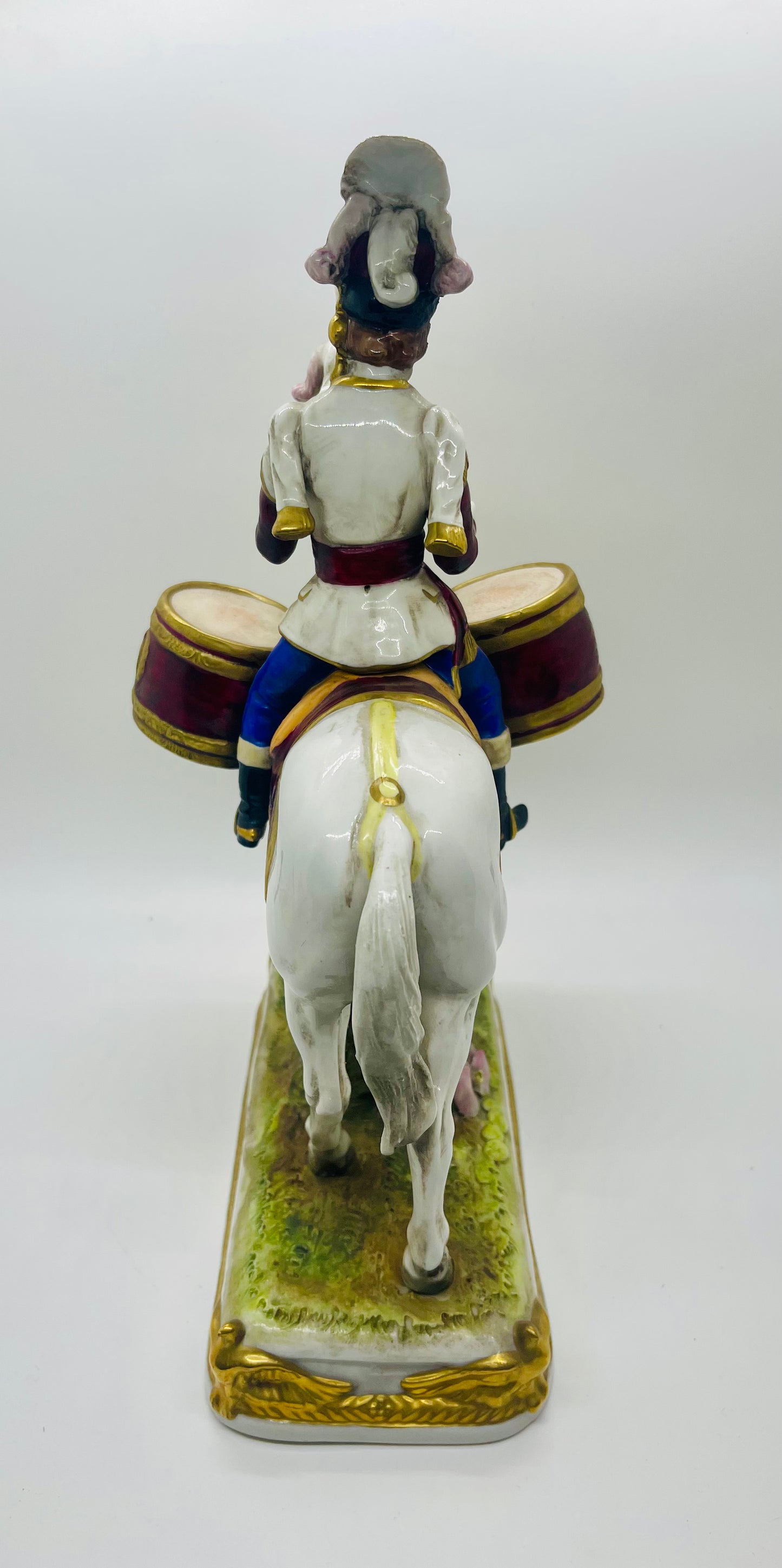 Scheibe-Alsbach Hand Painted Porcelain Figurine GARDE IMPERIALE Soldier Horse by Kister Porzellan