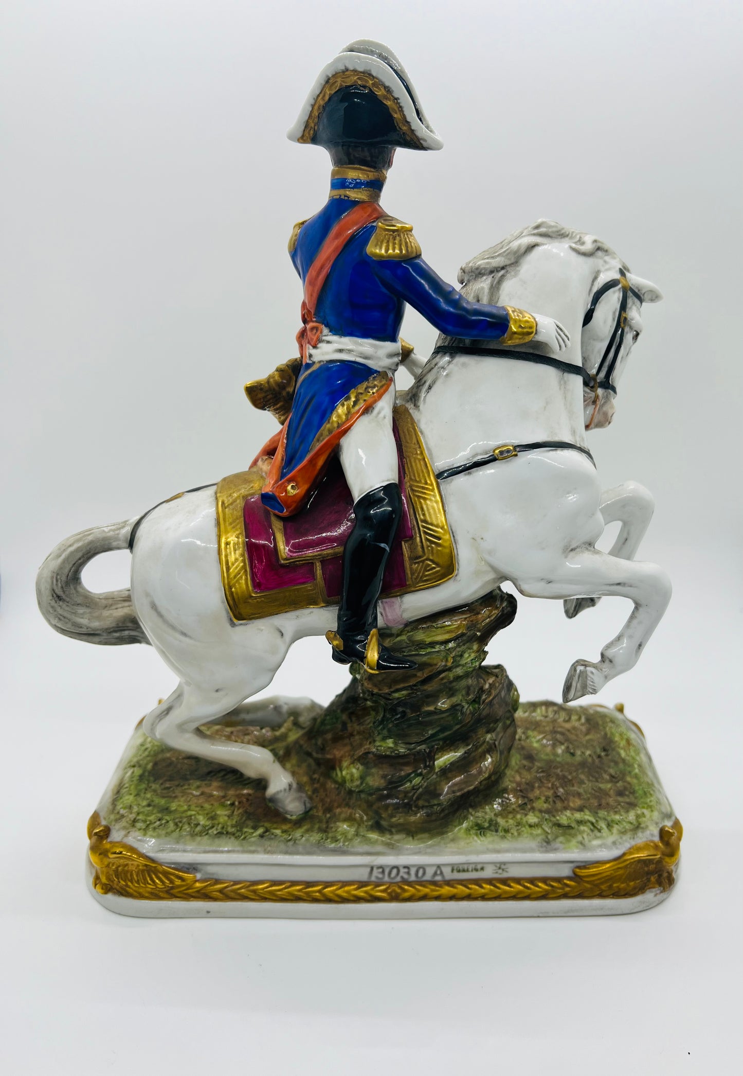 Scheibe-Alsbach Hand Painted Porcelain Figurine NEY Soldier Horse by Kister Porzellan