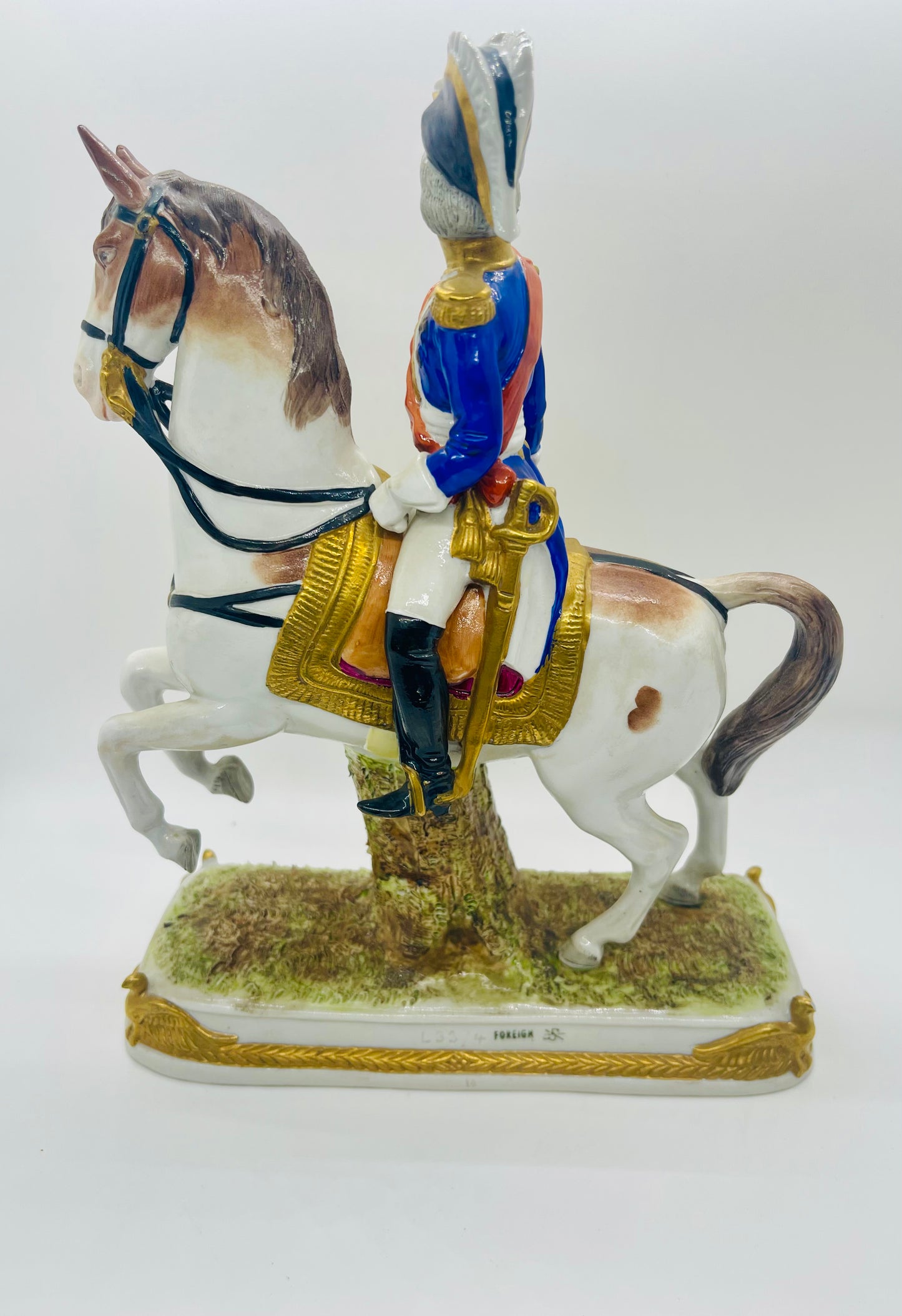 Scheibe-Alsbach Hand Painted Porcelain Figurine SOULT Soldier Horse by Kister Porzellan