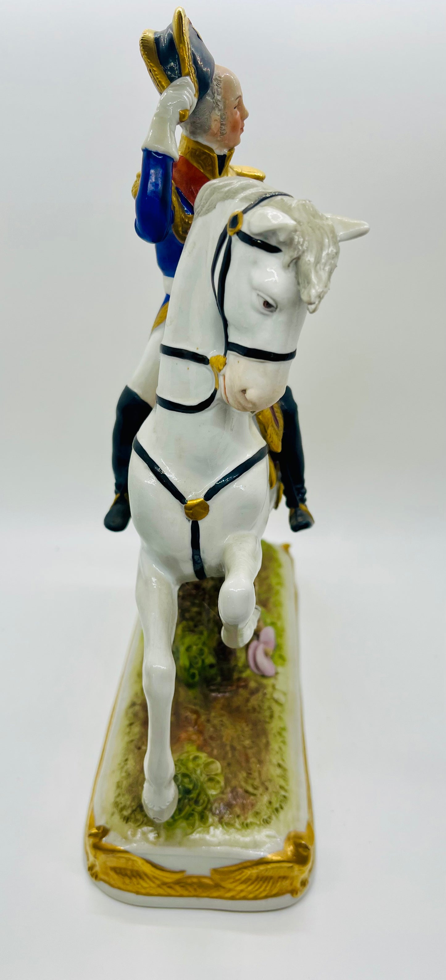 Scheibe-Alsbach Hand Painted Porcelain Figurine DAVOUST Soldier Horse by Kister Porzellan