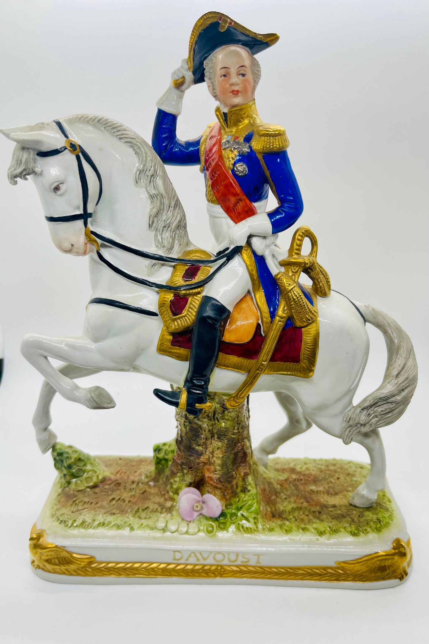 Scheibe-Alsbach Hand Painted Porcelain Figurine DAVOUST Soldier Horse by Kister Porzellan