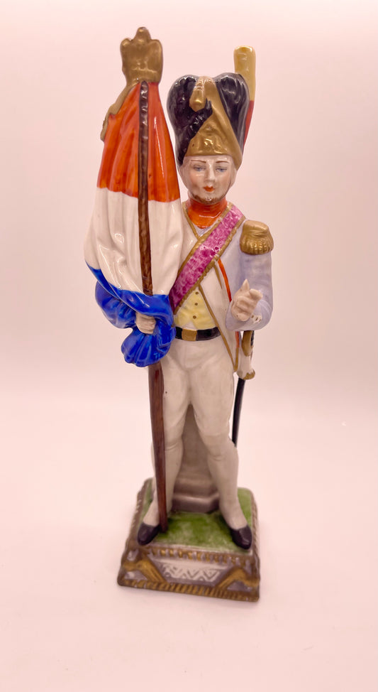 Uffrecht Co Hand Painted Porcelain Capodimonte Napoleonic Soldier Figurine Vintage German Collectible